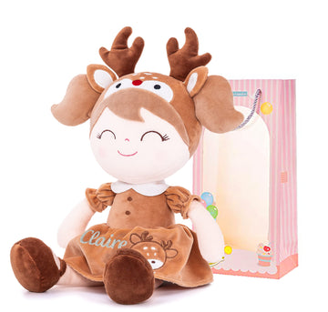 Gloveleya Personalized Brown Deer Doll - 16 Custom Soft Plush Doll for Girls, Perfect Personalized Gift, Muñecas de Trapo Personalizadas