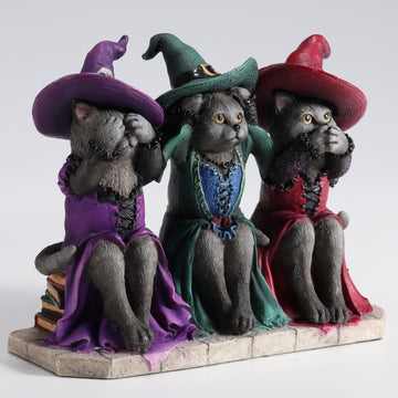Veronese Design 4 7/8 Inch See No Evil Hear No Evil Speak No Evil Witch Blue Cats Resin Animal Collectible Figurine
