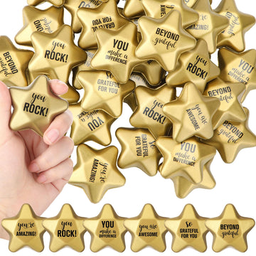 Deekin 36 Pieces Star Stress Balls 1.6 Inch Gold Mini Star Foam Balls Stress Star Relief Balls Stress Star Toys For Teens Adults