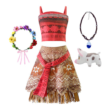 Ruxinrua Girls Adventure Outfit Dress Skirt Set Kids Princess Dress Up Halloween Costume Pig Accessories Size 3-11 Years Old (8-