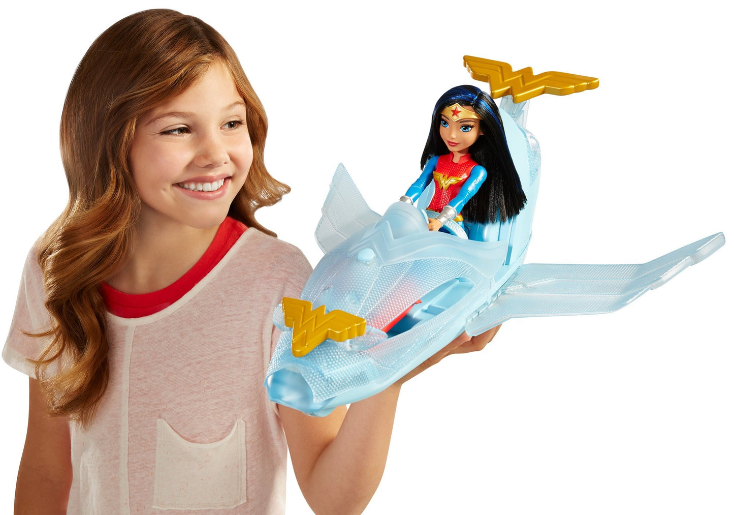 Mattel DC Super Hero Girls Wonder Woman & Invisible Jet Dolls, 19.0" Tall, Multicolor, Model DYN05