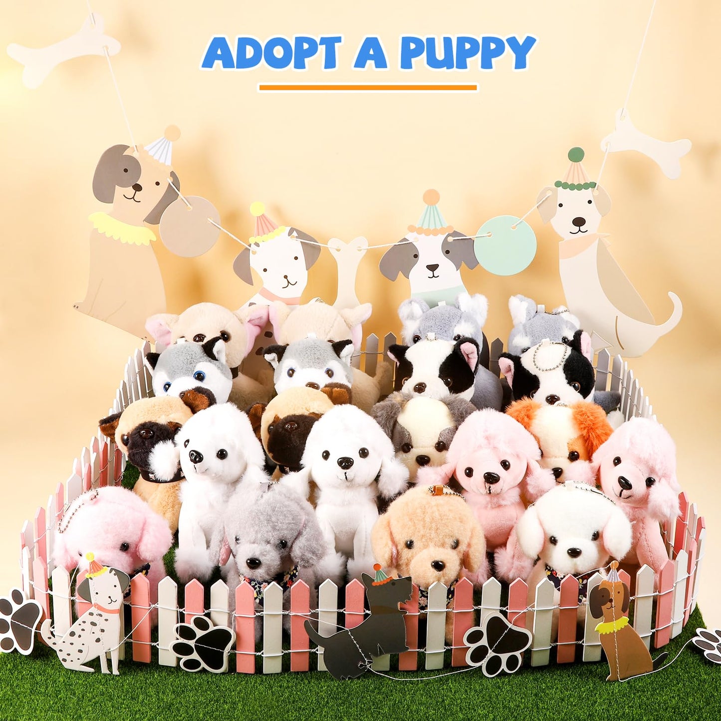 Niceup 20Pcs 4.5In Kids Mini Stuffed Dogs Puppies Bulk Adopt Puppy Pet Pawty Party Favors Small Plush Animals Cute Little Paw Pu