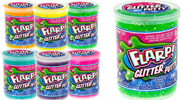 Ja-Ru Flarp Putty Glitter & Scented Noise Putty (6 Units Assorted Color) Rainbow Glitter Sparkling Colors Fidget Toy Slime. Stress Relief Toys. 339-6S