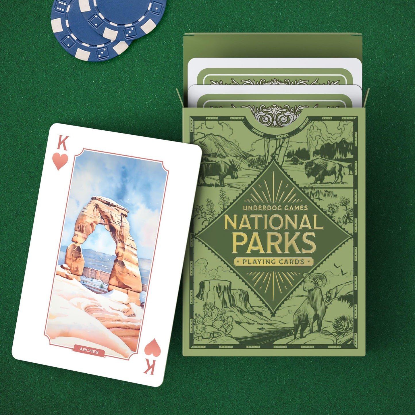 Underdog Games National Park Playing Cards | 52 Pieces Of Stunning Custom Art | Unique Park For Every Card