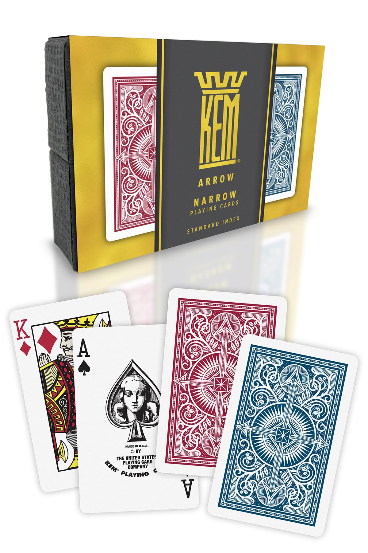 KEM Arrow Red and Blue Plastic Playing Cards  Standard Index  Bridge Size  enhanced  game-style Grade game-style  2 Decks