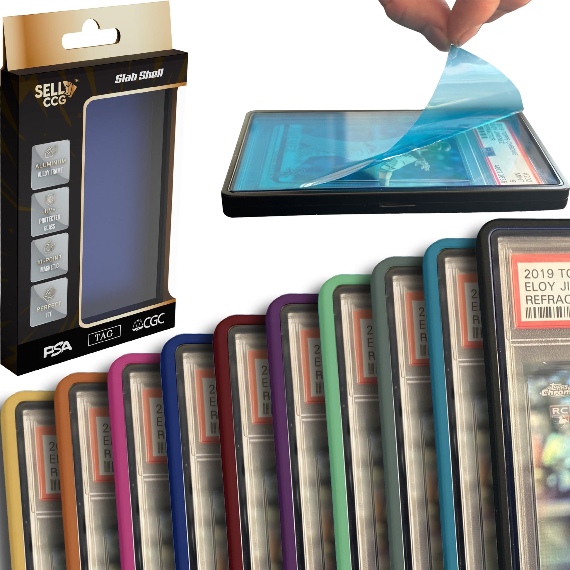 SellCCG PSA Slab Shell Case Graded Card Guard PSA, TAG & CGC Metal Magnetic UV Protection Glass Display Bumper Box Protector (10