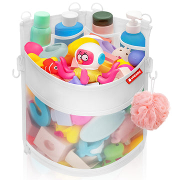 Uneede 3.5 Gallons Corner Mounted Versatile Bath Toy Storage Holder,Bathtub Toy Storage Organizer,Mesh Shower Caddy For Bathtub