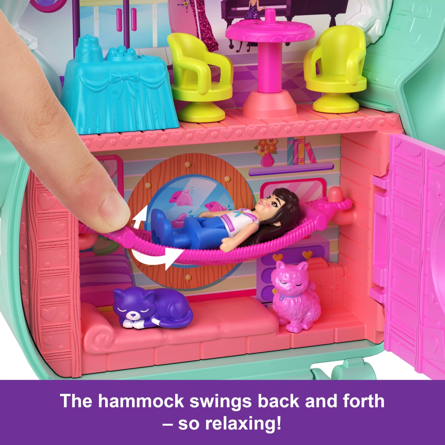 Polly Pocket Dolls And Playset, Set Sail Kitty Compact, Travel Toy With 1 Micro Doll, Pet Cats, Food & Fashion Styling Accessori