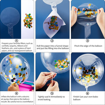 50 Pcs Clear Bubble Bobo Balloons Burbuja Transparent Clear Balloons For Christmas Wedding Birthday Indoor Outdoor Party Decoration(8 Inch, 10 Inch, 12 Inch)