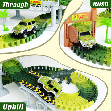 AUUGUU Dinosaur Toys - Create A Dino World with Flexible Race Track, Birthday Gift for Kids Ages 3+, Toys for 3 4 5 Year Old Boy