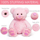 Lotfancy Teddy Bear Stuffed Animals, 20 Inch Pink Stuffed Bear, Cute Plush Toy With Footprints, Plushies For Kids Baby Toddlers