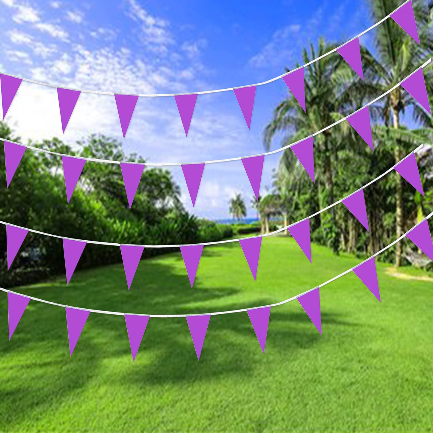 Consummate Purple Pennant Banners Flags String Hanging Triangle Bunting Flags For Grand Opening,Kids Birthday,Party Decorations,