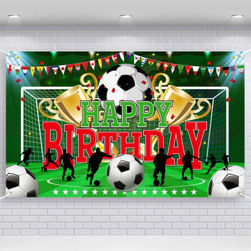 durony Soccer Party Backdrop Sports Themed Party Decoration Soccer Happy Birthday Banner Wall Hanging Decor Photo Background for