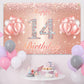 Happy 14Th Birthday Banner Backdrop - 14 Birthday Party Decorations Supplies For Girls Or Boys - Rose Gold 4 X 10Ft