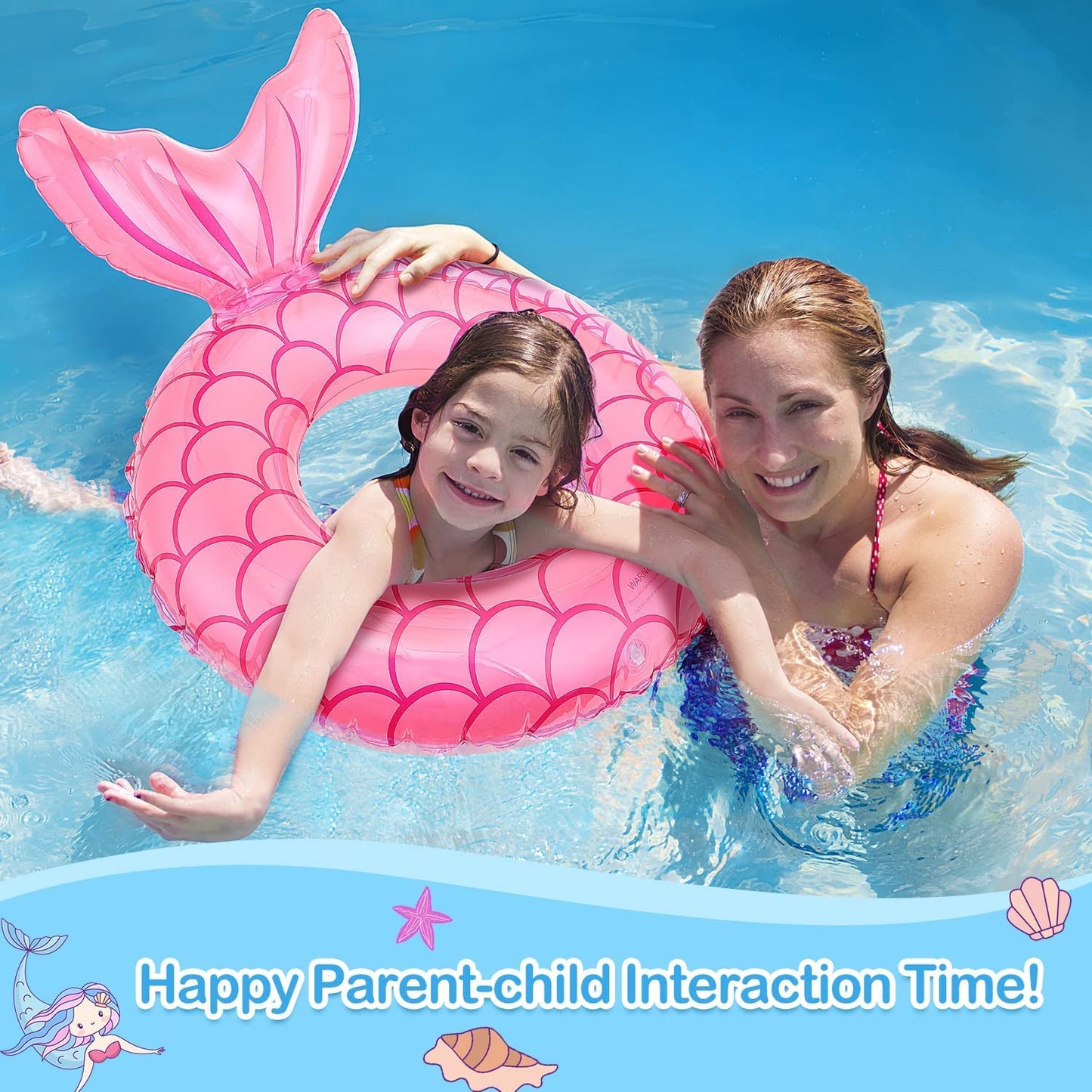 Moko Inflatable Swimming Ring, [2 Pack] Children Cute Pool Float Tube Decorations Swim Tubes Outdoor Pool Beach Water Floats Party Supplies Kids Floaties, Rose Gold & Blue