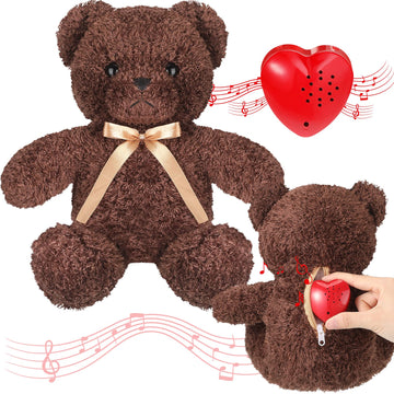 Hungdao Bear Stuffed Animal with Voice Recorder Set, 60 Seconds Heart Shaped Voice Sound Recorder Module 16 Inch Soft Plush Bear