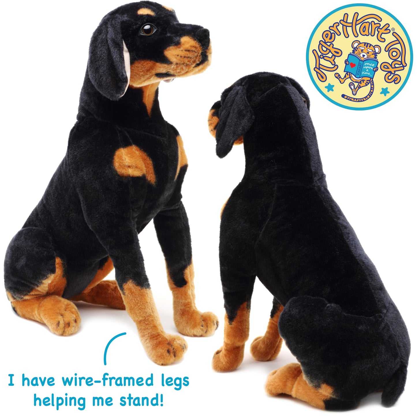 TigerHart Plush Rottweiler Stuffed Animal - 26" Tall, White Polyester Dog