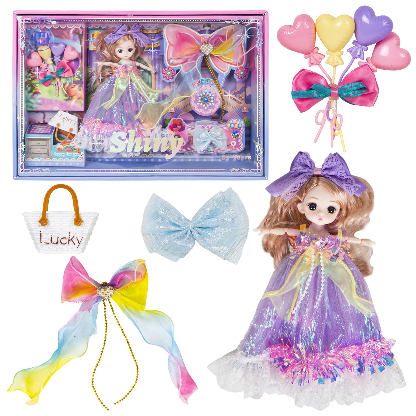 Wishkey Doll Set For Girls With Accessories, Stylish Doll With Long Hair & Flexible Joints, Cute Doll With Pretty Hair Clips, Pr