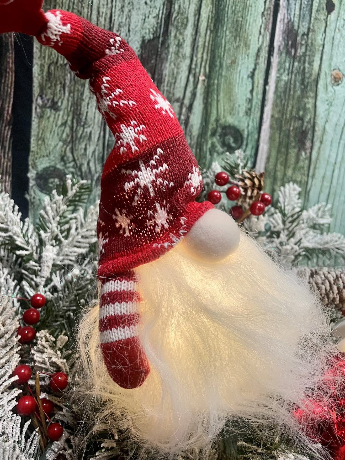 Gerson 7'' H Battery Operated Lighted Holiday Plush Gnome Figurine, Assortment Of 2