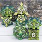 ORIFANTOU 7PCS Metal DND Dice Set with Box, Debris RPG Green Yellow D and D Dice for use with D&D Tabletop Games Role Playing Ga