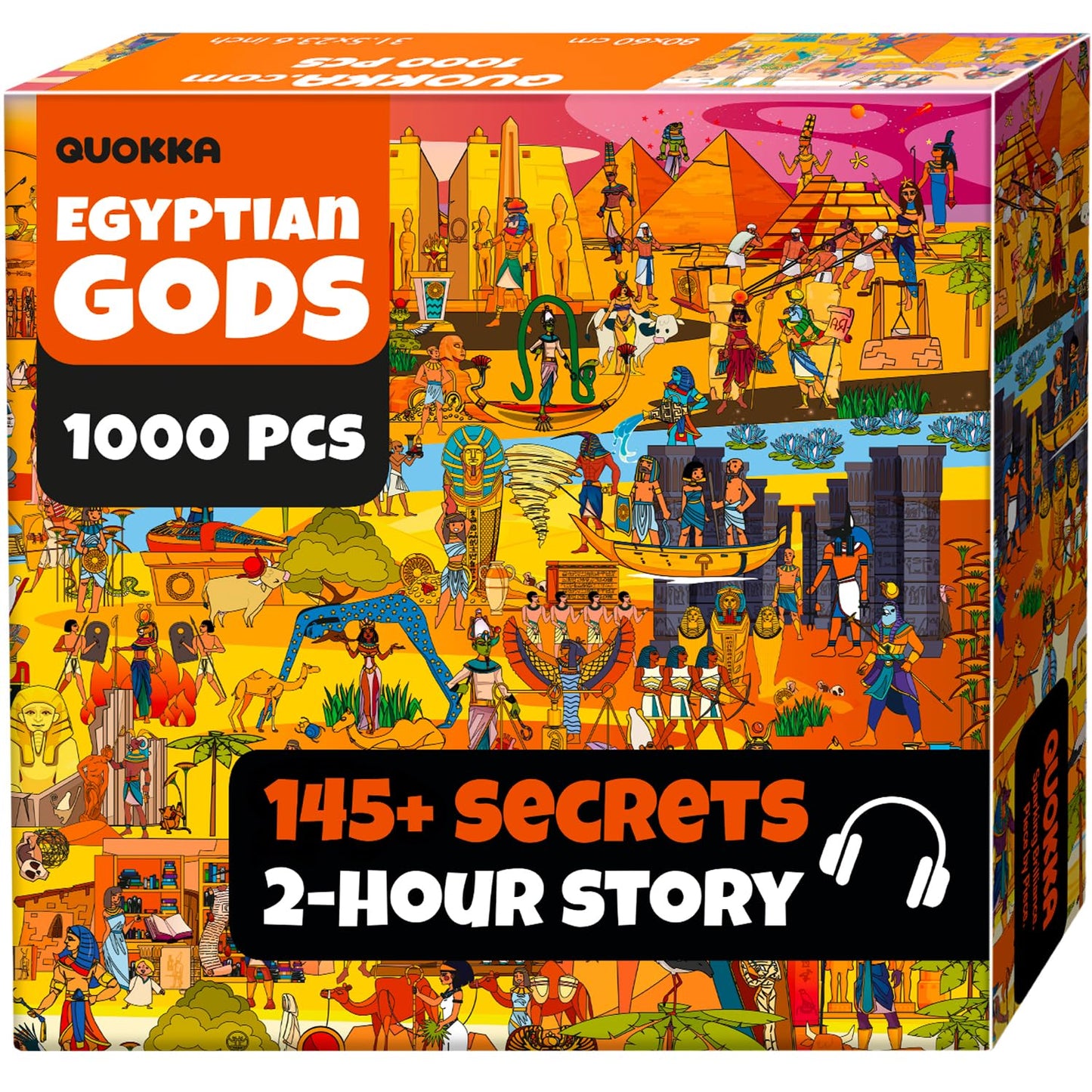 QUOKKA 1000 Piece Puzzle for mature-themeds Egyptian Gods - mature-themed Puzzles with Secret Tasks & Immersive Audio Story of Ancient Myths and Legends for Deep Relaxation for Challenge Puzzle Lovers