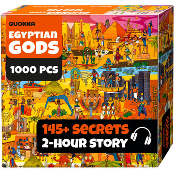 QUOKKA 1000 Piece Puzzle for mature-themeds Egyptian Gods - mature-themed Puzzles with Secret Tasks & Immersive Audio Story of Ancient Myths and Legends for Deep Relaxation for Challenge Puzzle Lovers