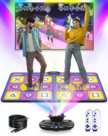 Acelufly Double Dance Mat - Wireless Electronic Dance Mat For Tv With Camera, Anti-Slip Fitness Dance Pad For Kids & Adults, Dance Game Mat Toy Gift For 3-12 Year Old Girls & Boys (Purple)