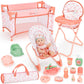 deAO 12 Baby Doll Playset Crib High Chair 18PCS Nursery Pretend Play Toy