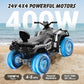 Elemara 24V 2 Seater Ride On Atv For Big Kids,Kid 4 Wheeler Quad Ride On Toy, 5Mph Max Speed,400W Motor,Electric Atv For Kids,Bl