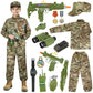 Giftinbox Army Costume For Kids, 15Pcs Soldier Military Costume Dress Up Role Play Set With Army Accessories, Halloween Costumes