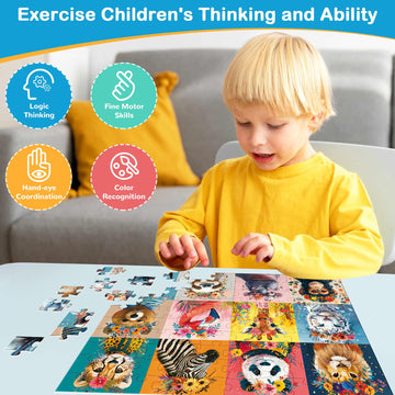 100 Pieces Puzzles For Kids Ages 4-8 | Beautiful Wild Animals Jigsaw Puzzles | Large 100 Piece Puzzle For Toddler Children | Sturdy,Safe | Engaging & Educational Toys Great Gift For Boys Girls,15X10In