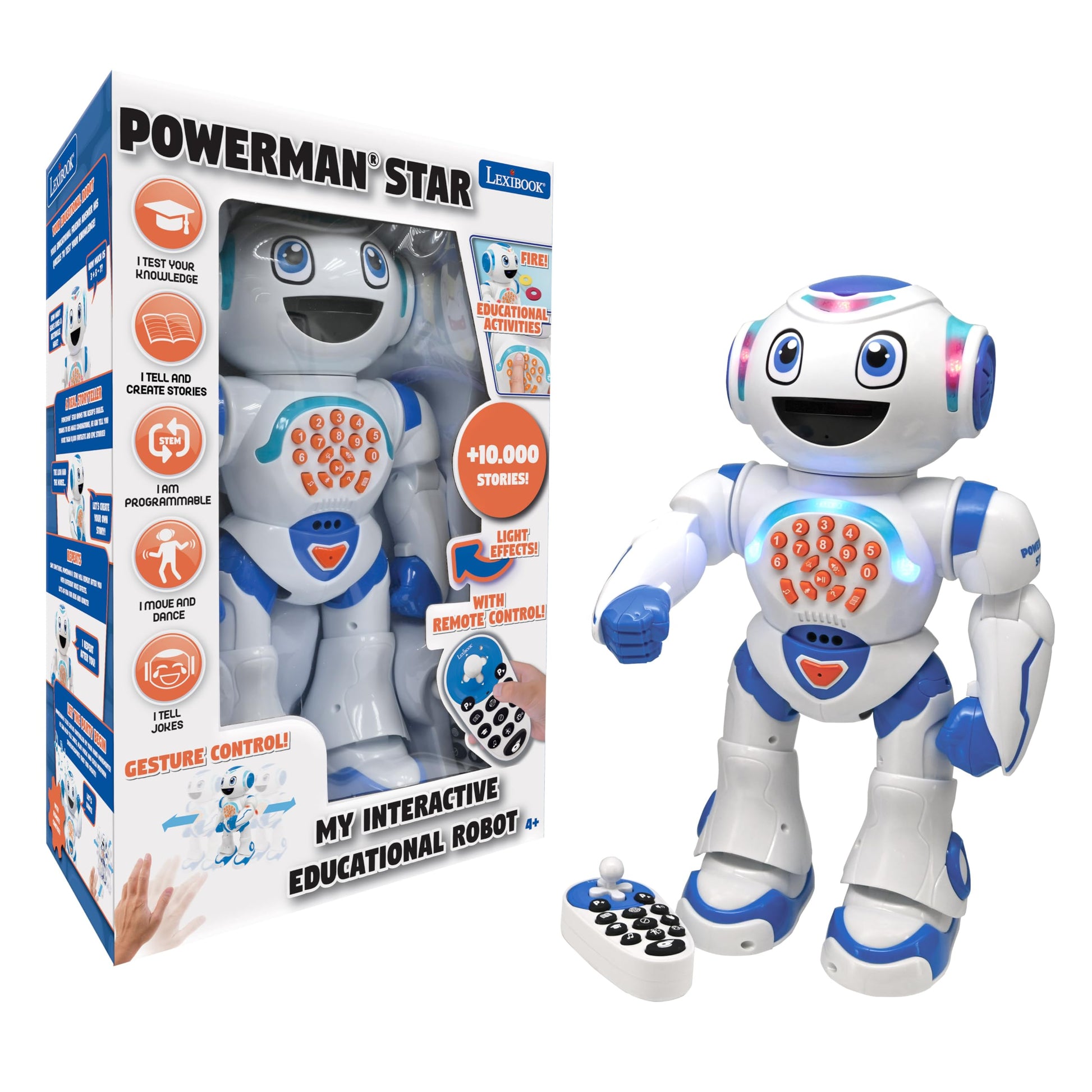Lexibook Powerman Star - Remote Control Walking Talking Toy Robot Stem Programmable For Kids 4+ - Rob85En