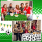 Funnymoom 4 Pack Round Soccer Tablecloth 84 Inch Plastic Soccer Grass Party Decorations Disposable Grass Table Cloth Washable Di