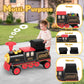 ANPABO Ride On Train Set Trackless, Include 1 Locomotive and 1 Carriage, 12V Kids Car with Height-Adjustable Seat, Extra Storage