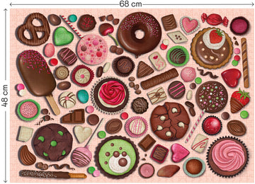 Elena Essex Puzzles for mature-themeds 1000 Pieces - Sweet Delight | Jigsaw Puzzles | 1000 Piece Puzzle | Chocolate Candy Cake Sweets Donut Food Puzzle | Puzzles Size 20 x 28 inches