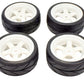 Apex RC Products 1/10 On-Road 12mm White 5 Spoke Wheels V Tread Rubber Tires (Set of 4) #5015