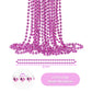 ZZYFGH 33'' 7mm Metallic Pink Bead Necklace Bulk, Mardi Gras Round Beaded Necklaces for Party Favors Costume Necklace (12 Pcs)