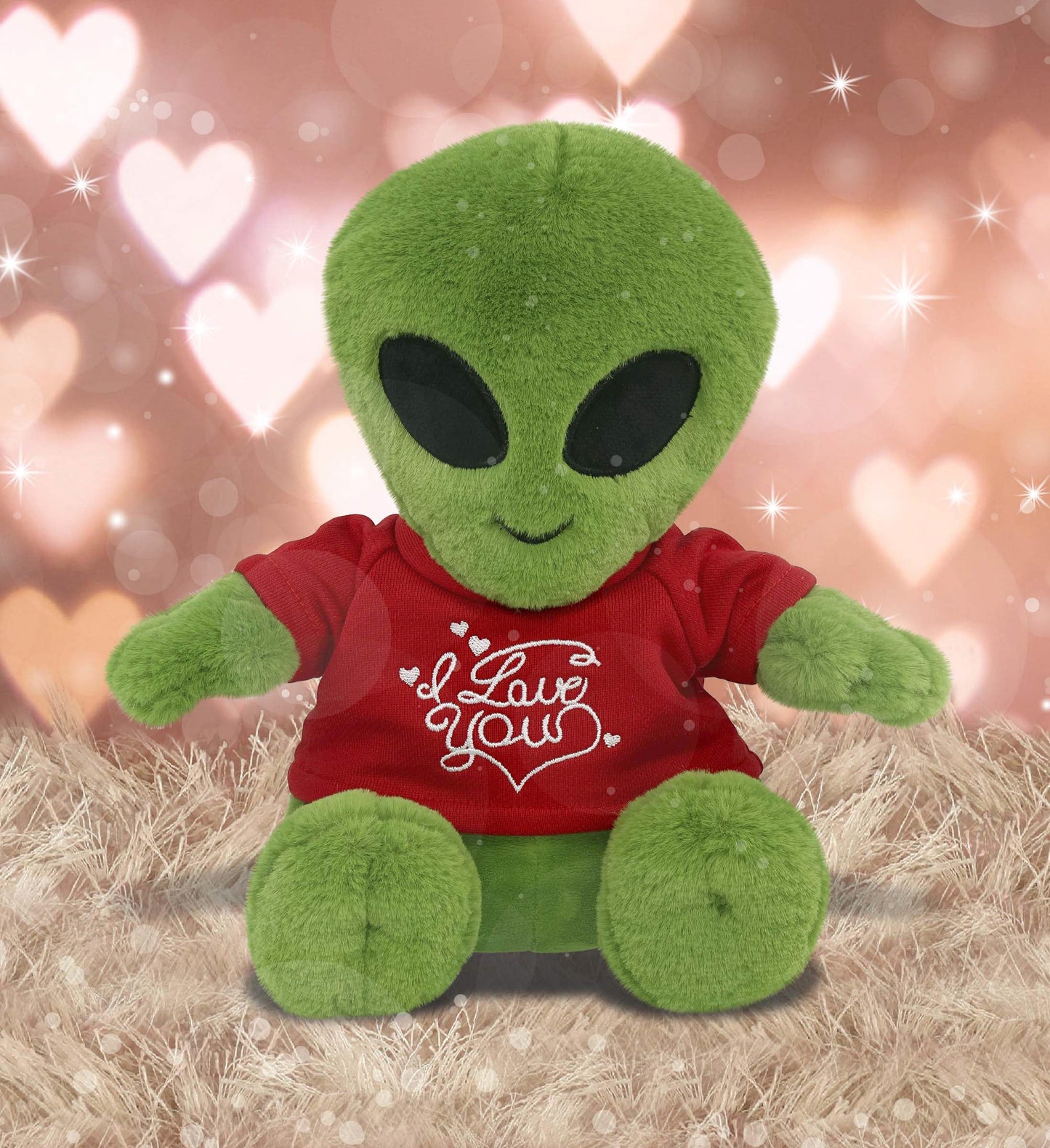 DolliBu I Love You Super Soft Alien Plush- Cute Alien Stuffed Outer Space Creature with I Love You Red Shirt for Valentine  Anniversary  Romantic Date  Boyfriend  or Girlfriend Gift - 11 inches