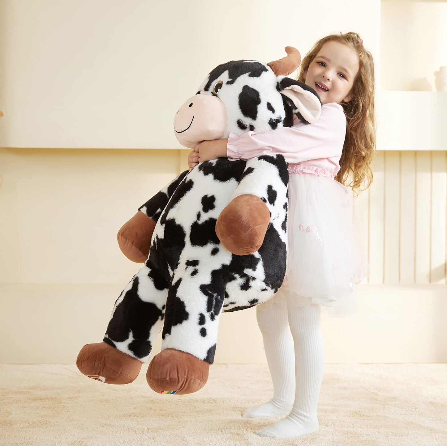 Earthsound Giant Cow Stuffed Animal Plush Toy,Large Cow Jumbo Cute Soft Toys,Big Size Huge Fluffy Plushy Oversized Fat Plushie,G