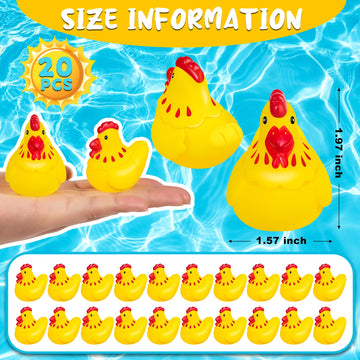 Mini Rubber Chickens Toys, 40Pcs Cute Chicks Squeak Bath Toy, Yellow Floating Rubber Chicken For Boy Girl Baby Shower Birthday P