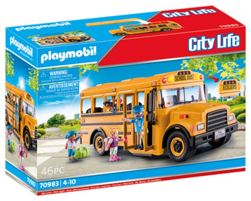Playmobil School Bus with 4 Figures, Multicolor, Plastic, Model 70983, TU Size