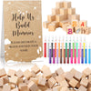 Dinifee 125 Pcs Baby Shower Decorate a Block Game Set Includes Help Us Build Memories Sign 100 DIY Blank Wooden Block 24 Paint M