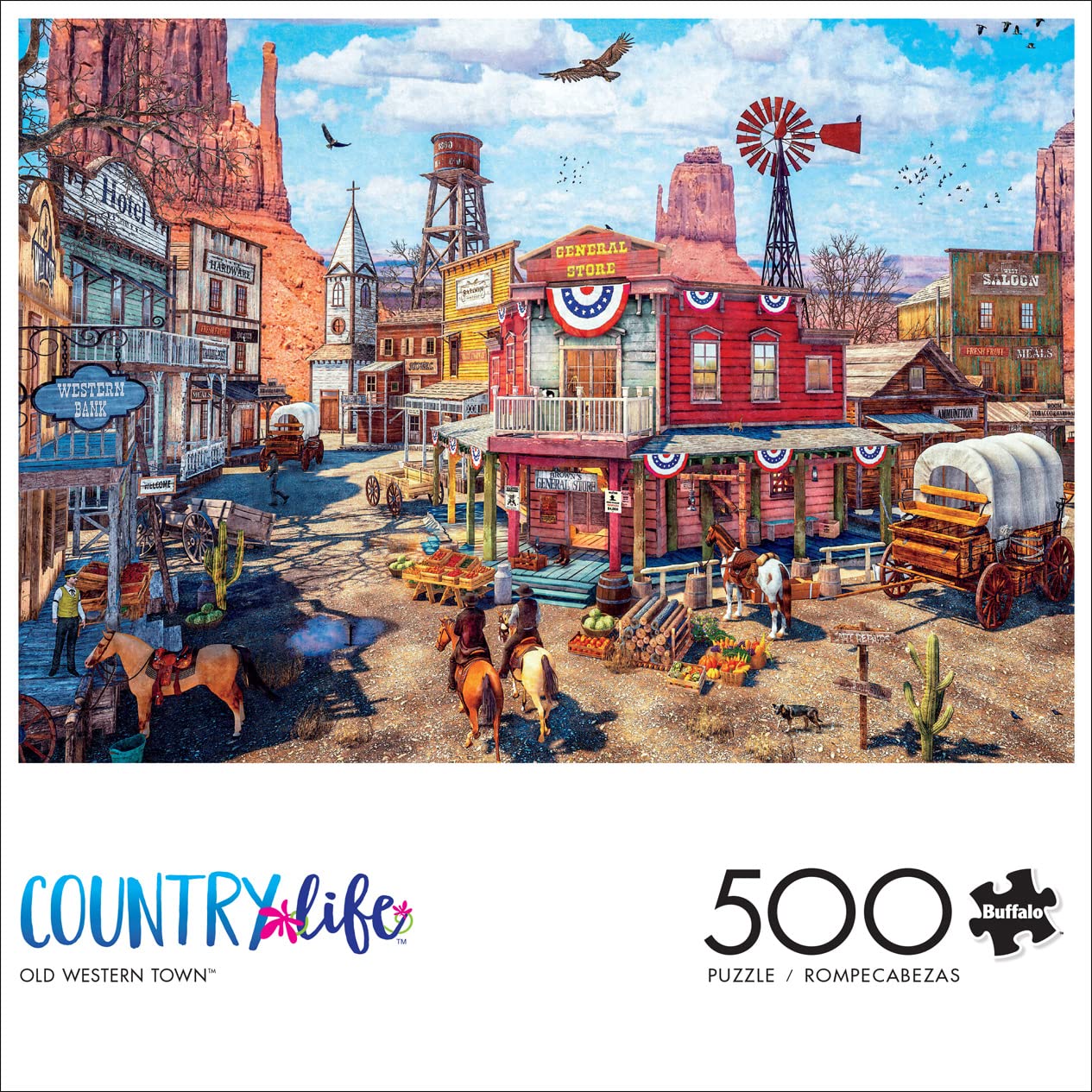 Buffalo Games - Dominic Davison - Old Western Town - 500 Piece Jigsaw Puzzle For Adults -Challenging Puzzle Perfect For Game Nights - Finished Puzzle Size Is 21.25 X 15.00