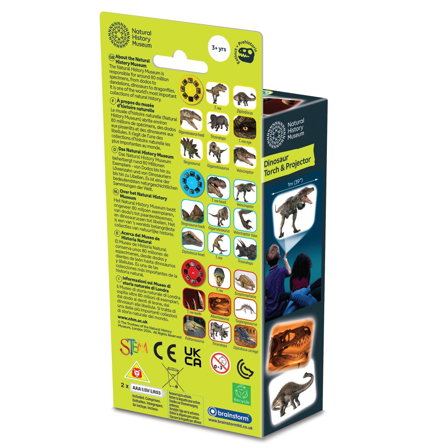 Brainstorm Toys: Dinosaur Flashlight and Projector, Plastic, Projector Torch Projects Amazing Images of Dinosaurs Around your Ro
