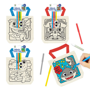 Vkpi 12 Pieces Kids Coloring Goodie Bags, Reusable Canvas Bag, Cute Art Party Favors, Color Your Own Bags For Diy Painting Birth