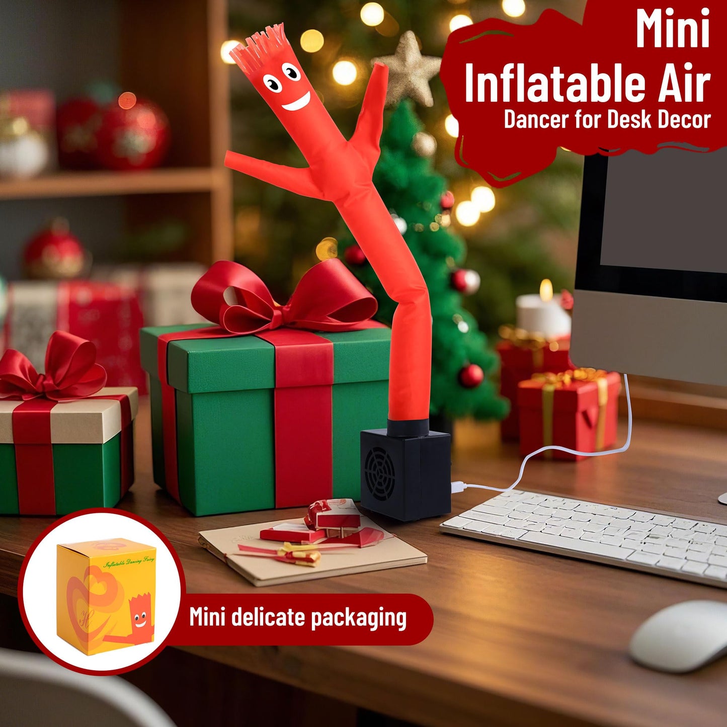 Gangban Mini Wacky Waving Inflatable Tube Guy, Desktop Mini Inflatable Tube Man with Blower Gag Prank Gift for Office Birthday P