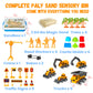 BlingCnsy Construction Sensory Bin with Lid, Play Sand Kit for Boys with 2.2lbs Magic Sand & 5 Construction Trucks, Sensory Cons