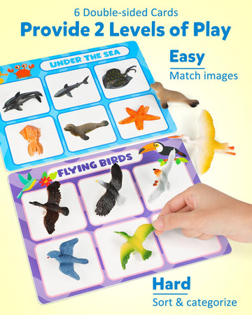 Coogam Sorting Toys For Toddles, Animals Figures Dinosaurs Birds Insects Cognition Matching Game Playset, Fine Motor Learning Activities Educational Toy Gift For 3 4 5 Year Old Kid