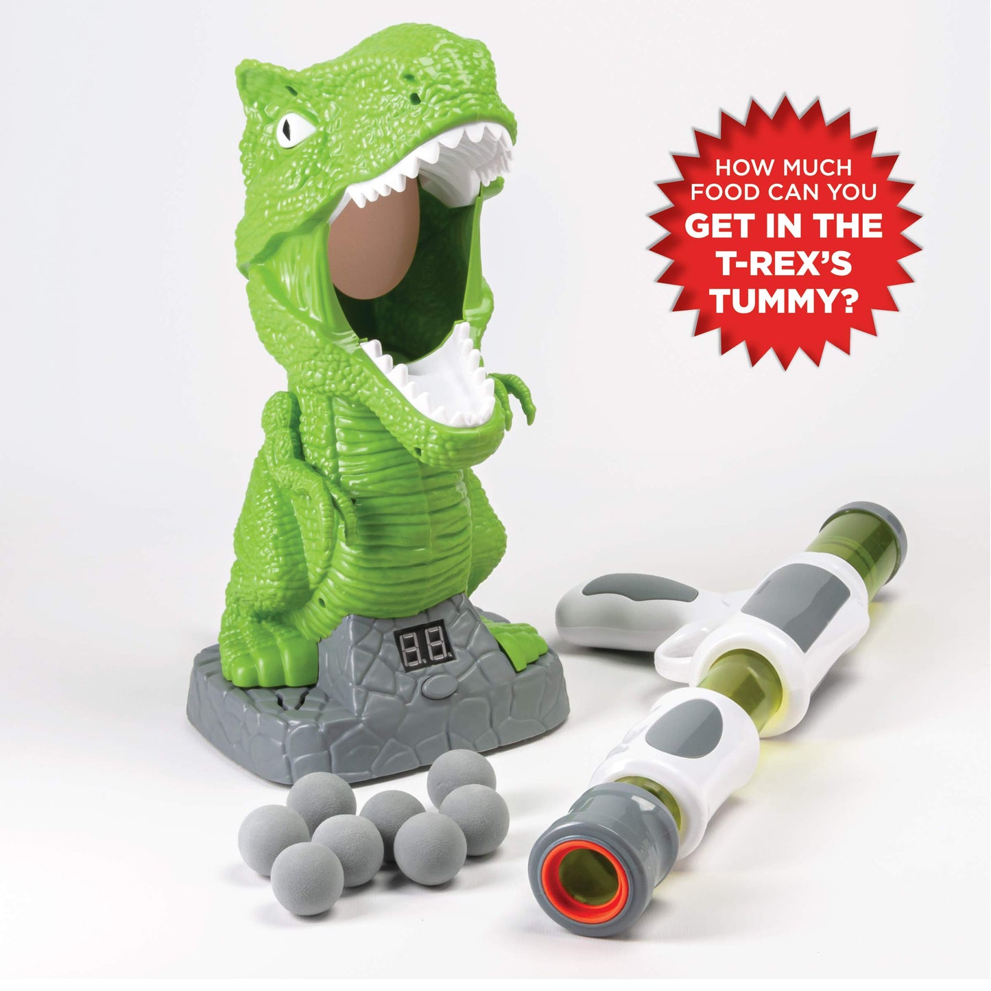 Discovery Kids Hungry T-Rex Feeding Game, Carnival Style Shooting Competition For Kids, 8 Indoor Safe Foam Balls With Air Launcher, Electronic Lcd Screen With Lever Tongue, Great For Ages 6 & Up