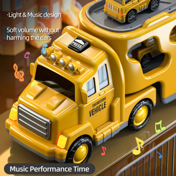 Beby Buty 5 in 1 Construction Trucks Cars Toys for Toddlers 3-5, Boy Toddler Car Truck Toys with Light Sound, Birthday Gifts Toy